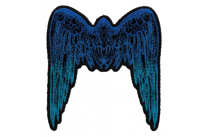 Small Angel Wings Biker Patch Blue
