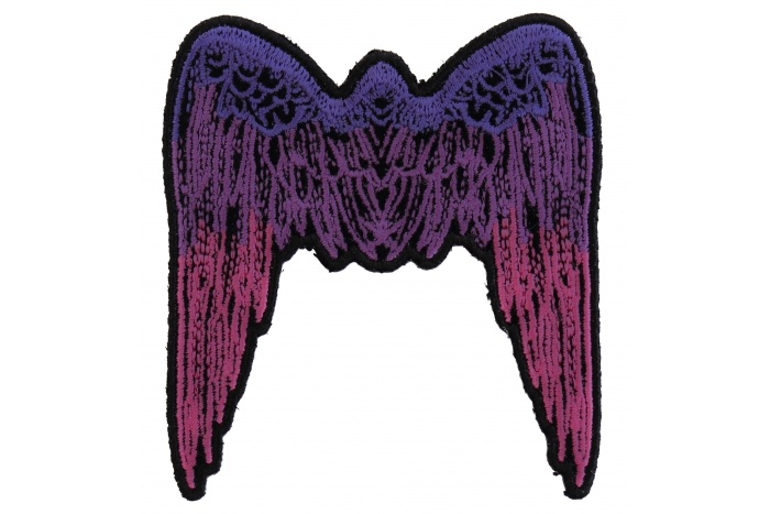 Small Angel Wings Biker Patch Pink