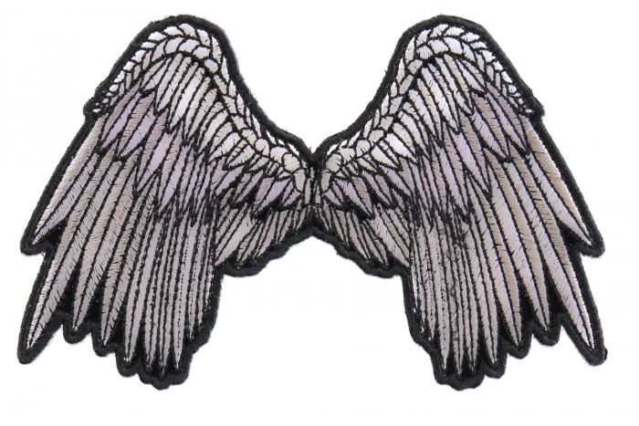 Small Beautiful Angel Wings Grey Biker Patch