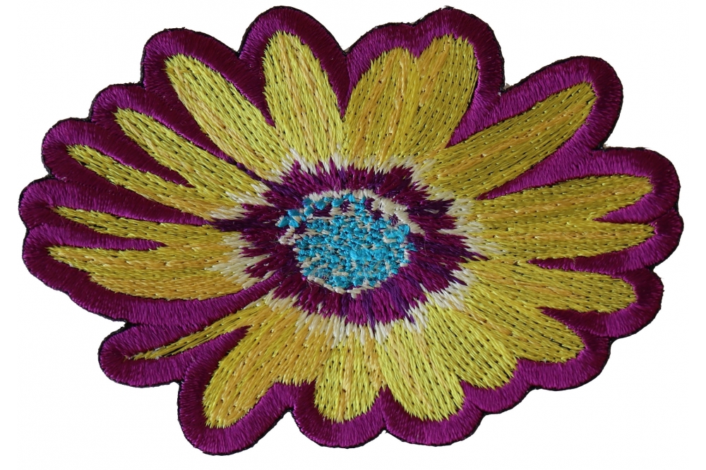Yellow and Purple Flower Iron on Patch