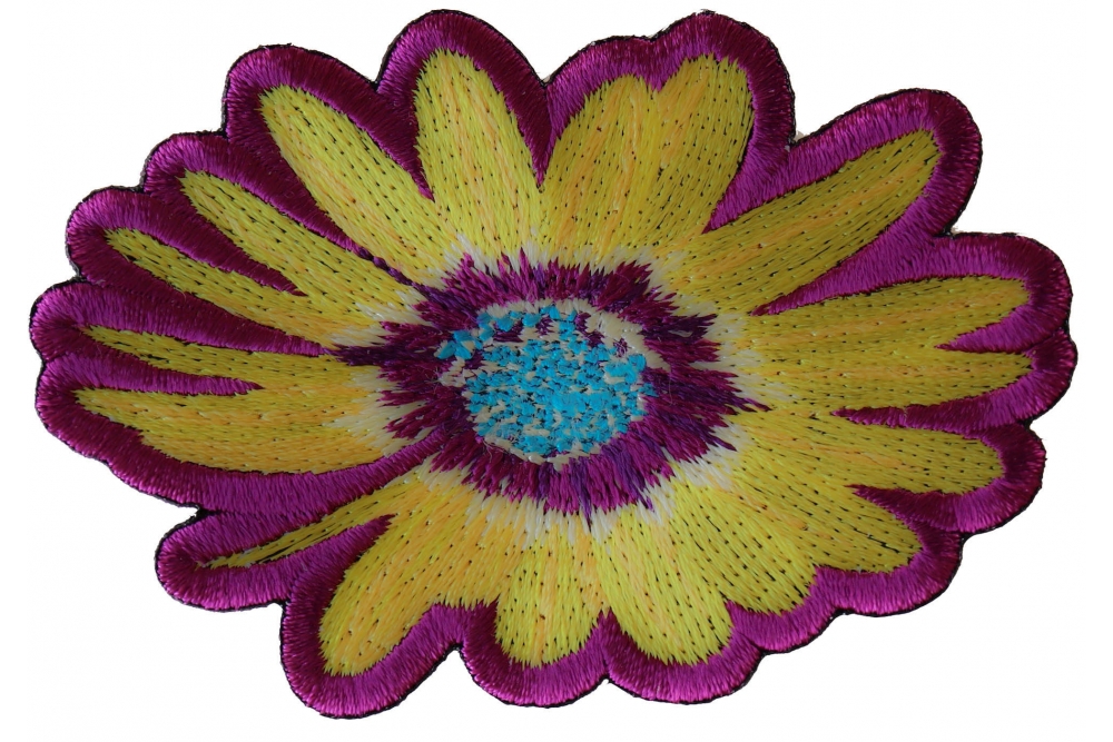 Yellow and Purple Flower Iron on Patch