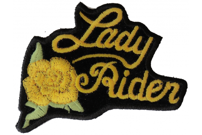 Yellow Lady Rider Rose Biker Patch