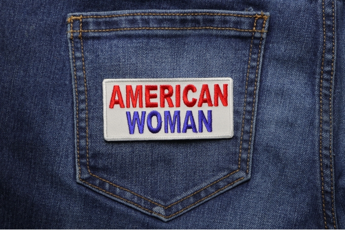 American Woman Patch shown on jeans