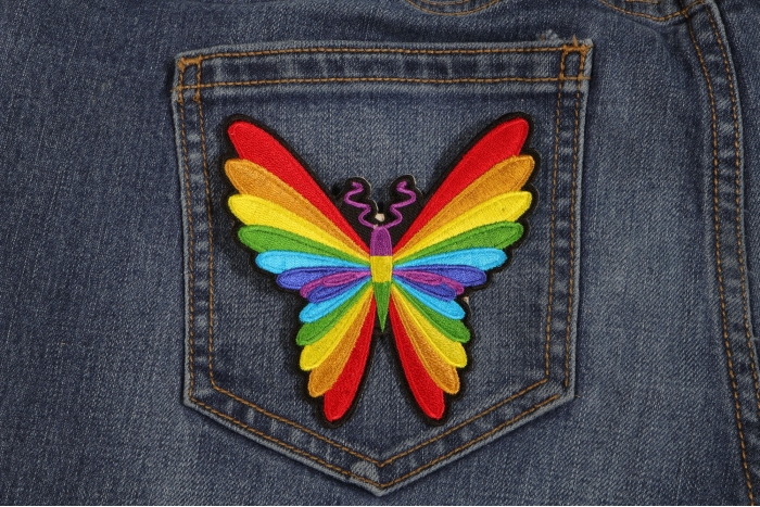 Colorful Butterfly Patch shown on jeans