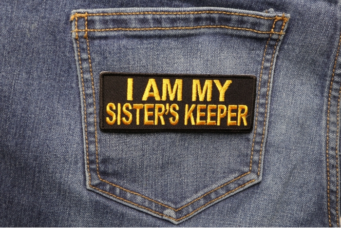 I am my Sister's Keeper Patch in Yellow shown on jeans