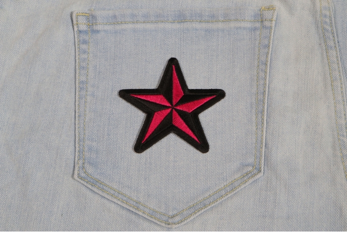 Pink Star Patch shown on jeans