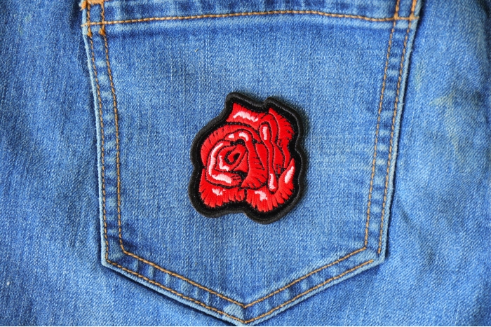 Rose Bud Patch shown on jeans