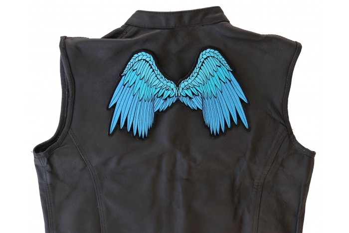 Angel Wings Patch, Large Ladies Back Patches for Jackets shown on leather vest