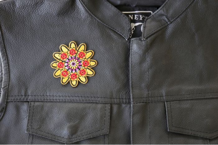 Flower Patch, Hippie Patches shown on leather vest
