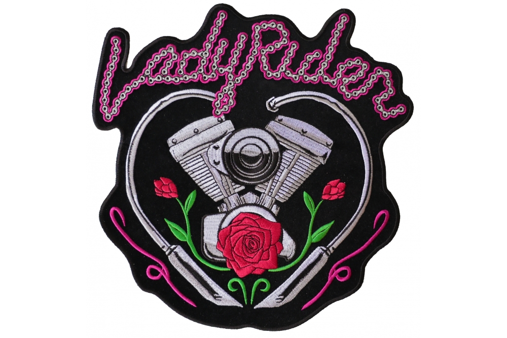LADY RIDER PATCH W/ PURPLE ROSE BIKER MOTORCYCLE MC VEST CUT WOMAN FEMALE 