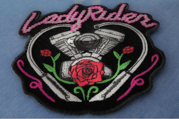 Lady Rider Chain Engine Rose Patch diagonal view