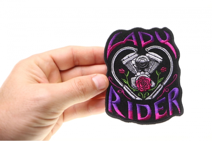 Lady Rider Path with Engine Roses shown on hand for size comparison
