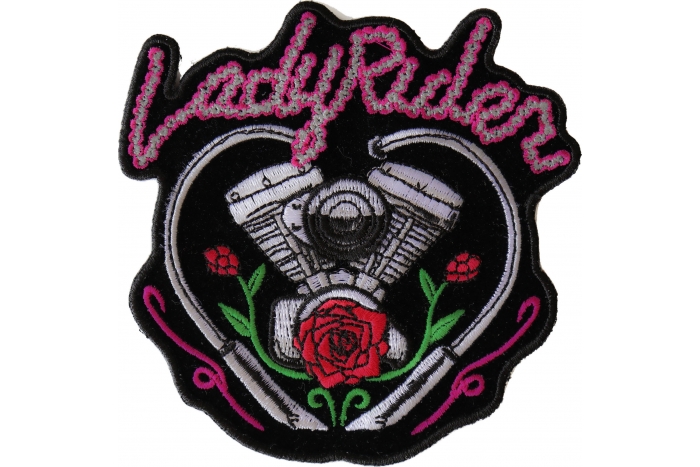 Lady Rider Chain Engine Rose Patch
