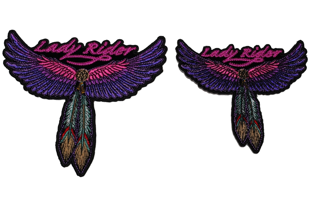 Lady Rider Small and Medium with Pink Wings set of 2 Patches