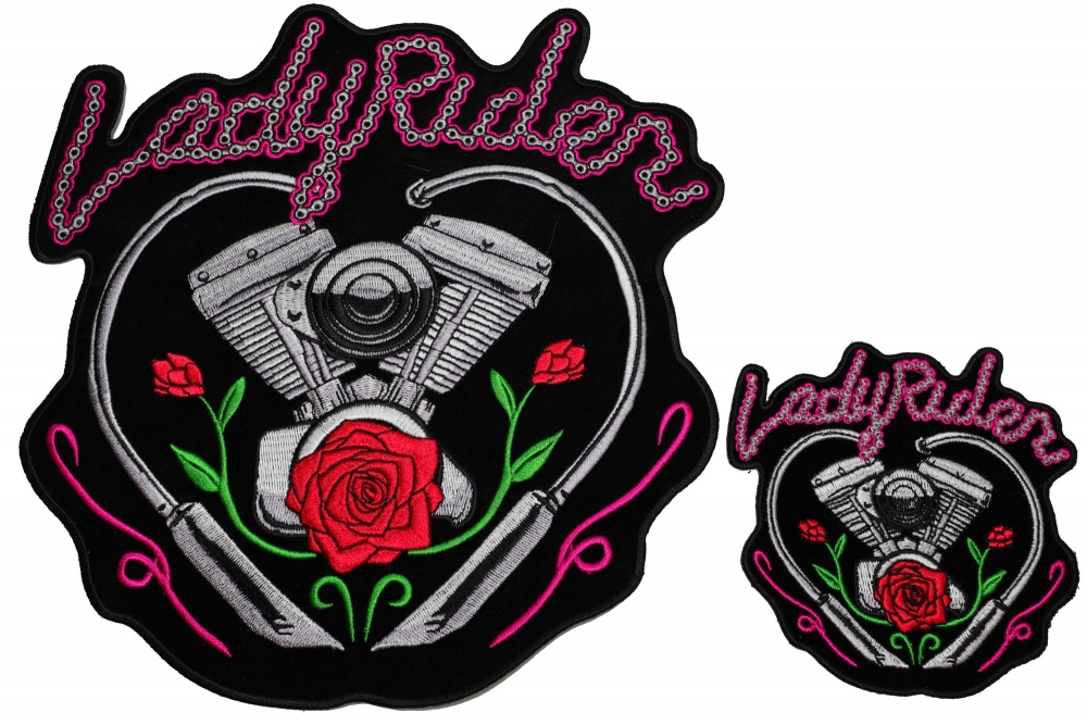 Set of 2 Small and Large Lady Rider Patches