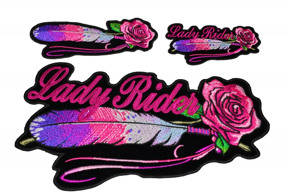 Set of 3 Pink Feathers Patches for Lady Riders