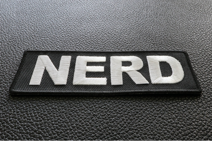 Nerd Funny Iron on Patch diagonal view