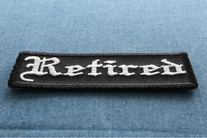 Retired Patch In Old English diagonal view