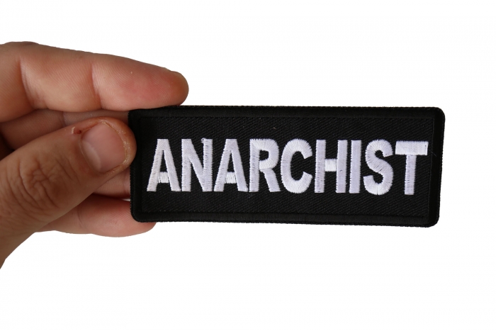 Anarchist Patch shown on hand for size comparison