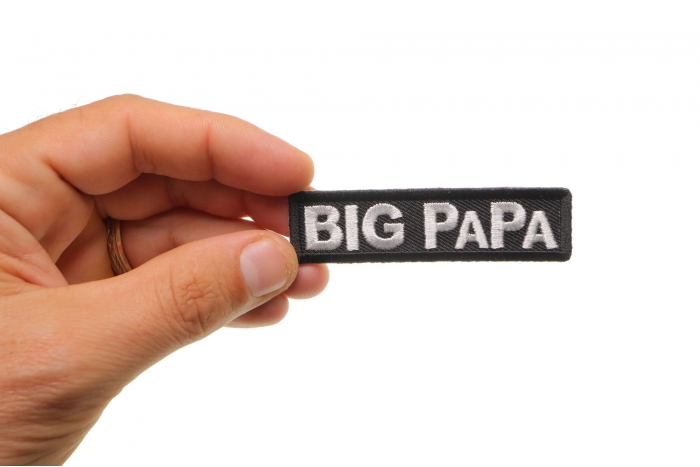 Big Papa Patch shown on hand for size comparison