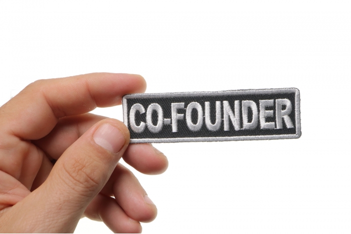 Cofounder Patch, Motorcycle Club Patches for Bikers shown on hand for size comparison