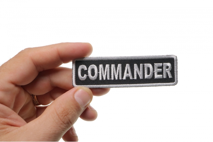 Commander Patch shown on hand for size comparison