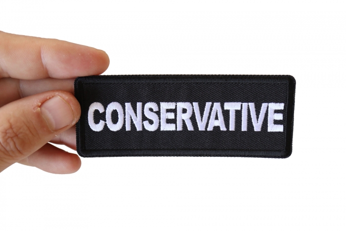 Conservative Patch, Political Patches shown on hand for size comparison
