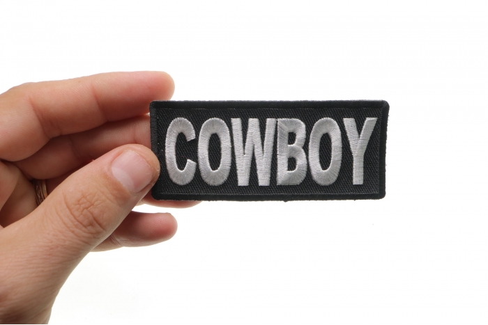 Cowboy Patch shown on hand for size comparison