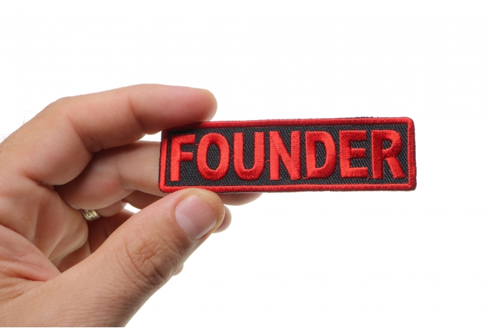 Founder Patch, Motorcycle Club Patches for Bikers shown on hand for size comparison