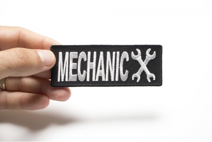 Mechanic Patch shown on hand for size comparison