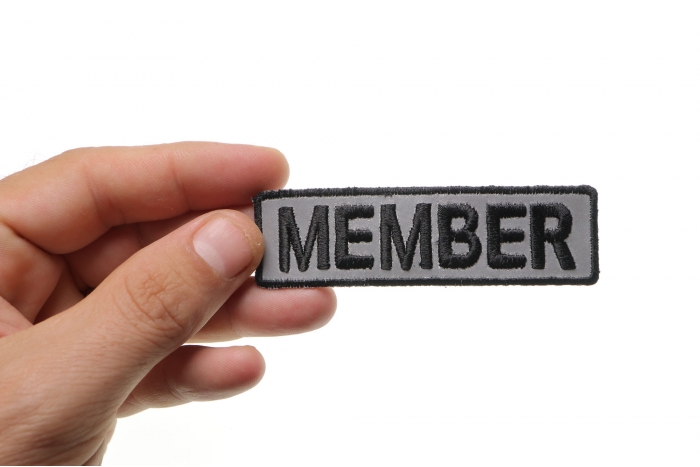 Member Patch, Motorcycle Club Patches for Bikers shown on hand for size comparison