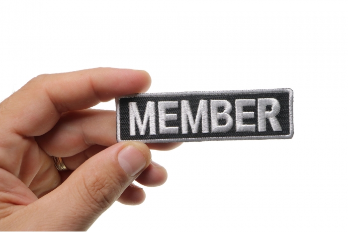 Member Patch, Motorcycle Club Patches for Bikers shown on hand for size comparison