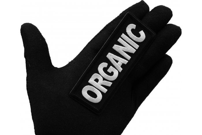 Organic Patch, Funny Saying Patches, Sew or Iron on Patch shown on hand for size comparison