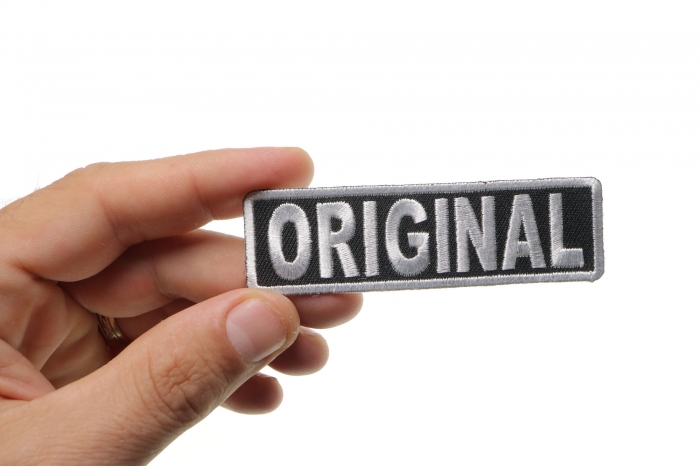 ORIGINAL Patch, Motorcycle Club Patches for Bikers shown on hand for size comparison