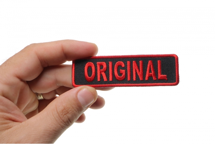 Original Patch, Motorcycle Club Patches for Bikers shown on hand for size comparison