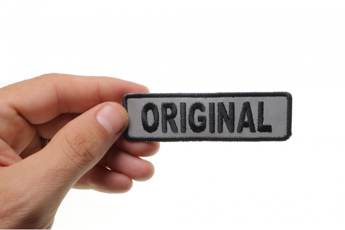 Original Patch, Motorcycle Club Patches for Bikers shown on hand for size comparison