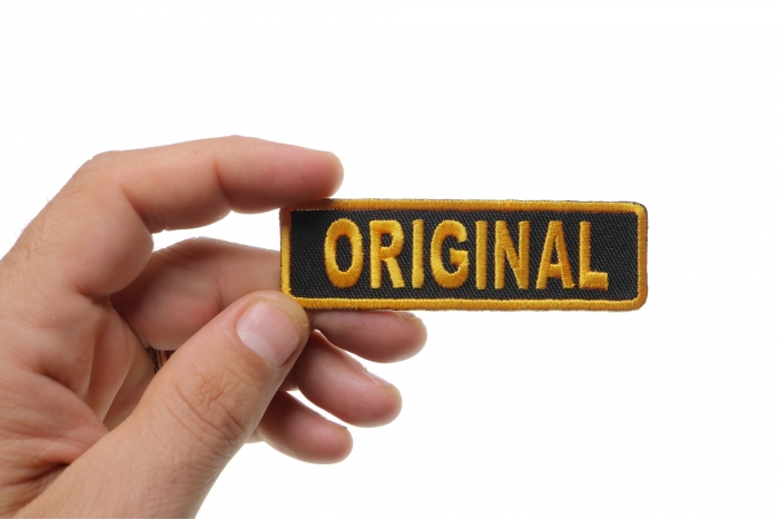 Original Patch, Motorcycle Club Patches for Bikers shown on hand for size comparison