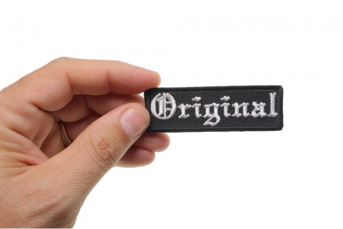 Original Patch, Motorcycle Club Patches for Bikers shown on hand for size comparison