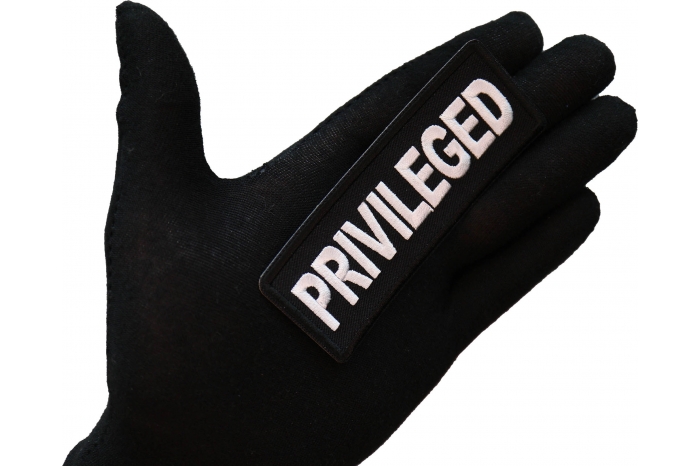 Privileged Patch, Funny Saying Patches, Sew or Iron on Patch shown on hand for size comparison