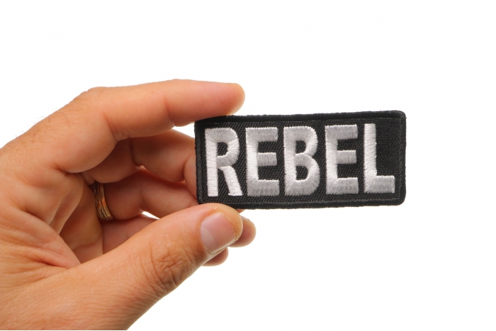 Rebel Patch shown on hand for size comparison