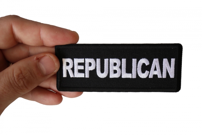 Republican Patch shown on hand for size comparison