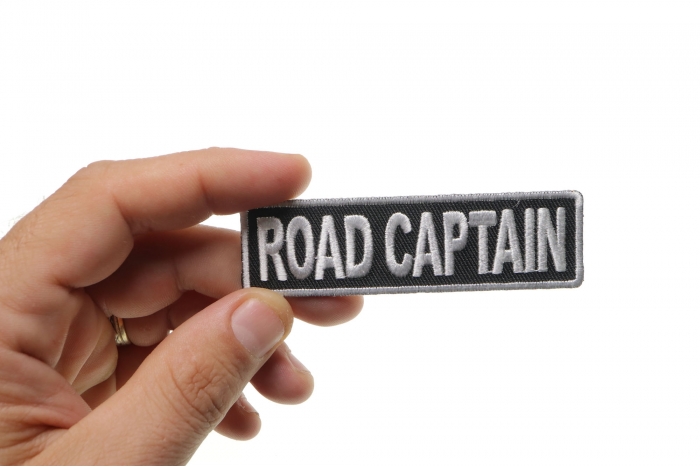 Road Captain Patch, Motorcycle Club Patches for Bikers shown on hand for size comparison