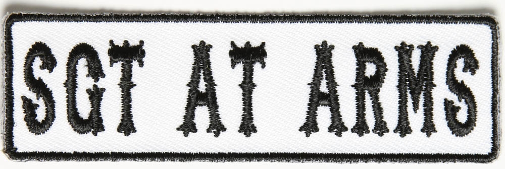 Sgt At Arms Patch Black On White
