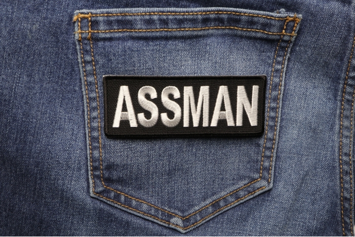 Assman Patch shown on jeans