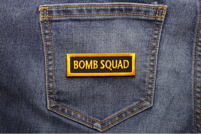 Bomb Squad Patch shown on jeans