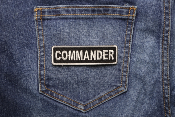 Commander Patch shown on jeans