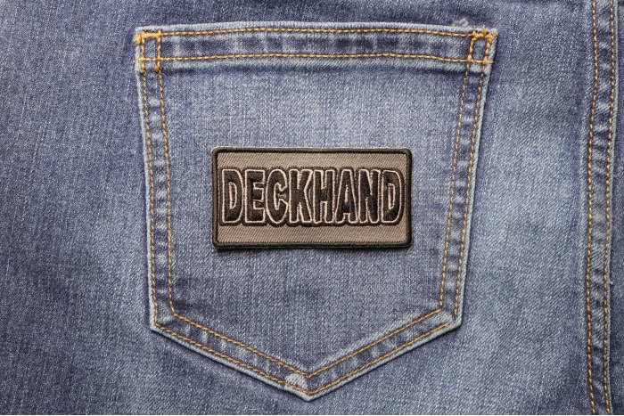 Deckhand Patch shown on jeans