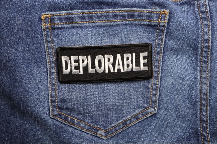 Deplorable Patch shown on jeans