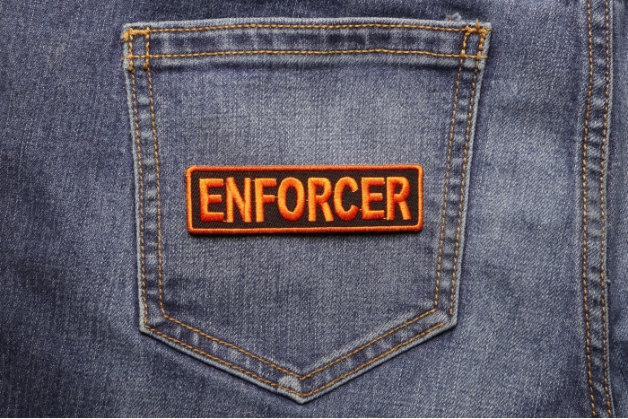 Enforcer Patch 3.5 Inch Orange shown on jeans