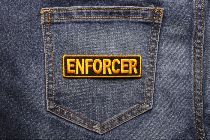Enforcer Patch 3.5 Inch Yellow shown on jeans